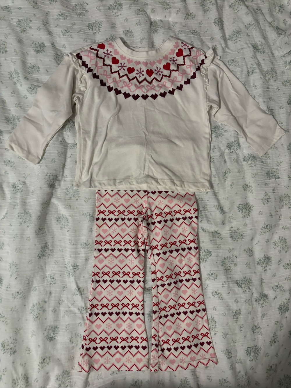 Garanimals Cream, Pink and Red Heart Fair Isle Set